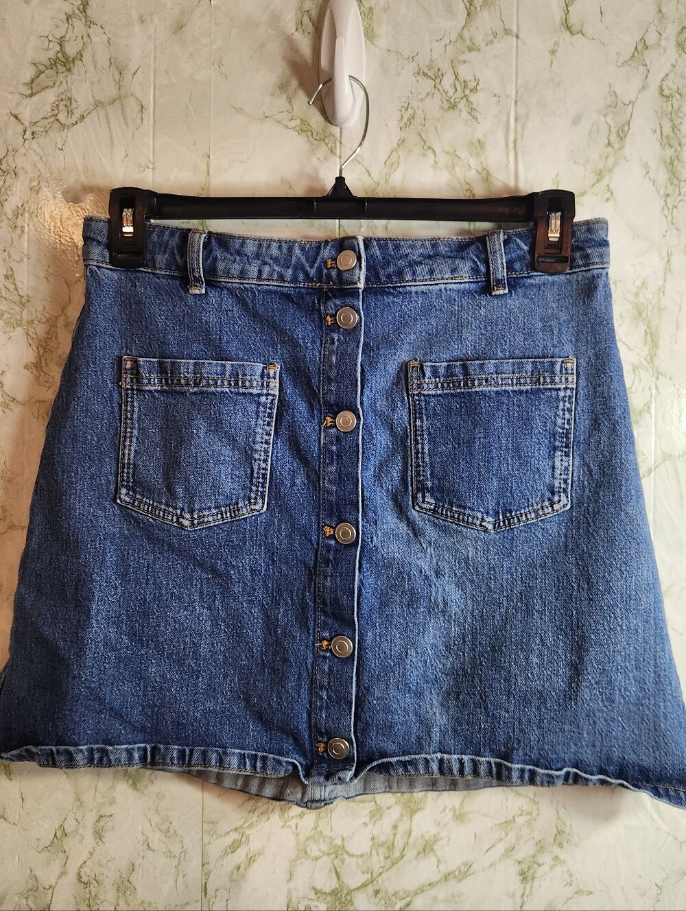maeve Denim Button Front Mini Skirt